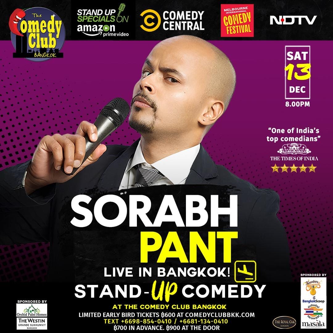 Sorabh Pant นำโชว์ใหม่บุกเวทีคอมเมดี้กรุงเทพฯ 13 ธันวาคมนี้