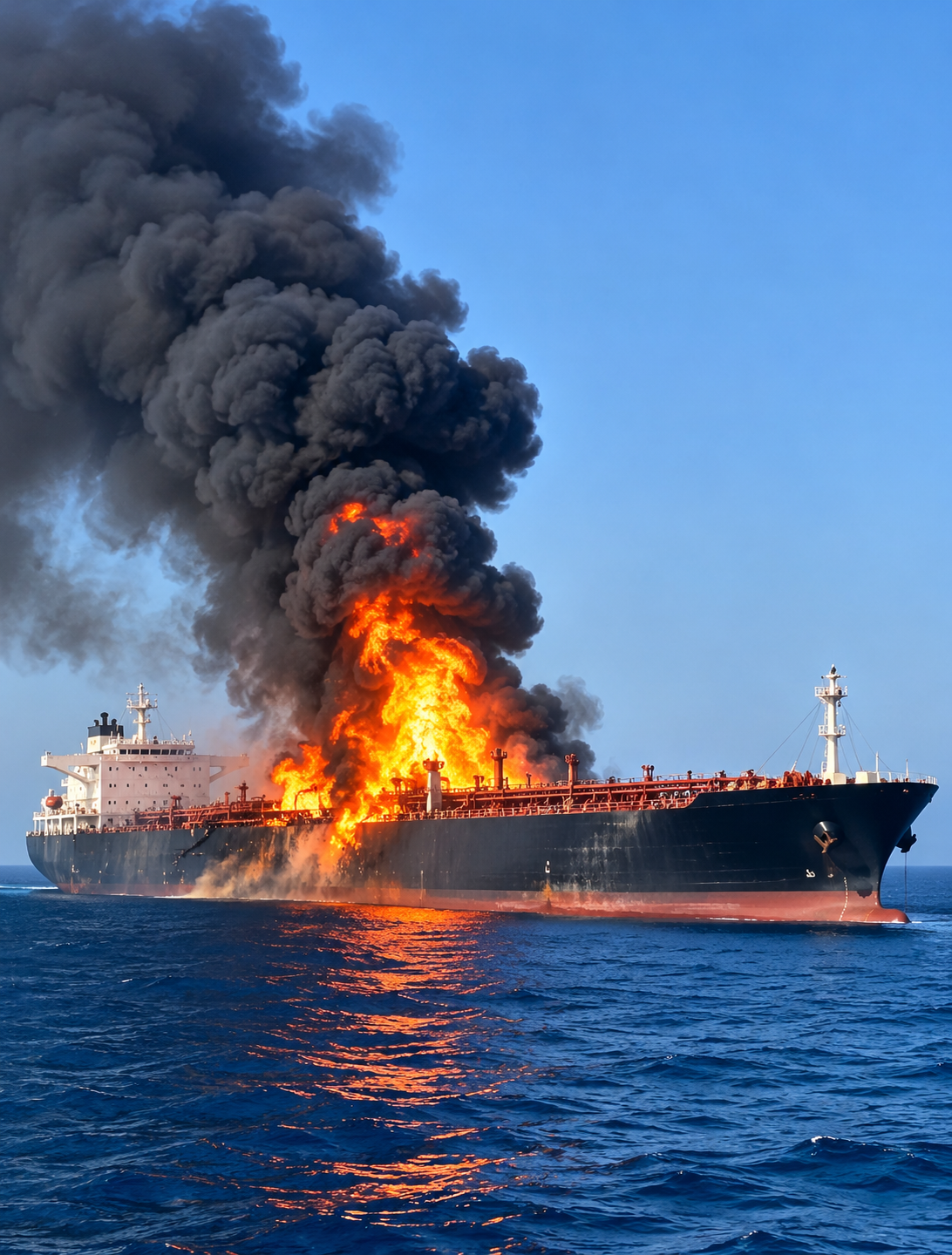Super tanker ablaze after striking mine in Strait of Hormuz, IRGC says