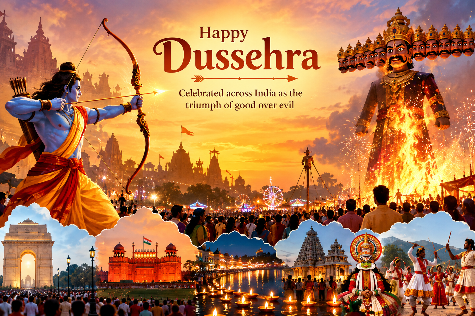Millions across India mark Dussehra with processions, prayers and effigy burnings