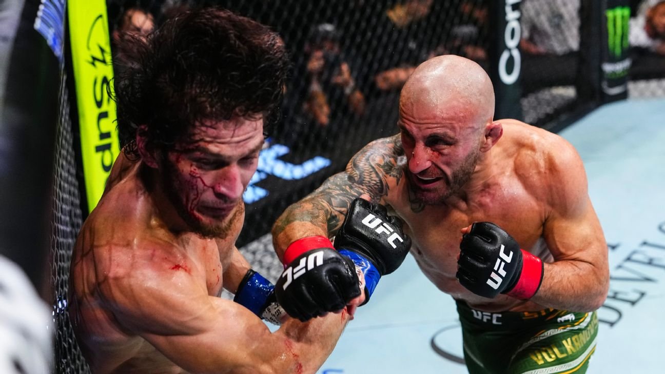 Volkanovski stops Evloev in round two at UFC 333 for record ninth title-fight win